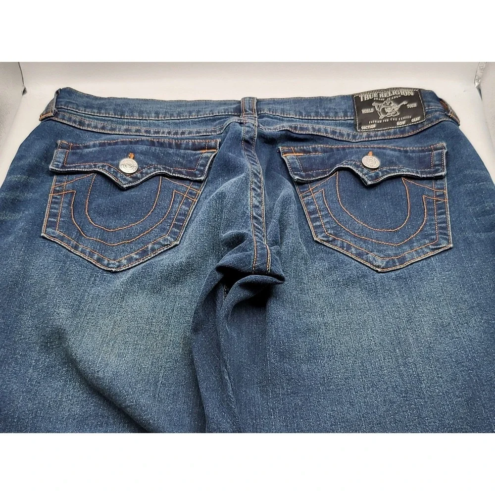 True Religion Ricky Relaxed Straight Flap Pocket Dark Wash Jeans Mens
